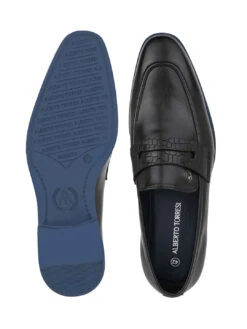 Alberto Torresi Hungary Series 610 Branded Sole Saddle Black Loafers 15 Alberto Torresi Hungary Series 610 Branded Sole Saddle Black Loafers -Urban Shoes Store 88610 BLACK BLUE 6
