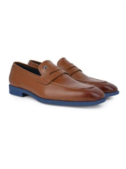 Alberto Torresi Hungary Series 610 Branded Sole Saddle Tan Loafers 10 Alberto Torresi Hungary Series 610 Branded Sole Saddle Tan Loafers -Urban Shoes Store 88610 TAN BLUE 2