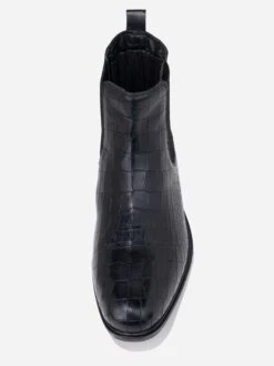 Alberto Torresi Black Croc-Textured Leather Chelsea Boots For Men -Urban Shoes Store 88656 BLACK 3