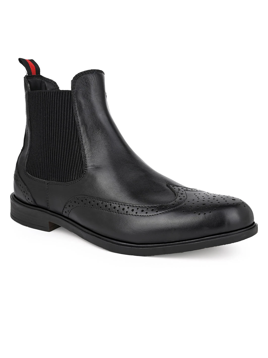 Alberto Torresi Black Leather Brogue Chelsea Boots For Men 3 Alberto Torresi Black Leather Brogue Chelsea Boots For Men - Image 3