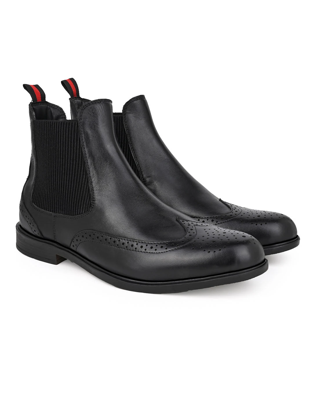 Alberto Torresi Black Leather Brogue Chelsea Boots For Men 4 Alberto Torresi Black Leather Brogue Chelsea Boots For Men - Image 4