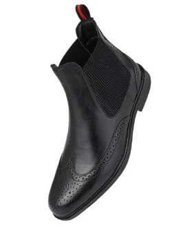 Alberto Torresi Black Leather Brogue Chelsea Boots For Men 15 Alberto Torresi Black Leather Brogue Chelsea Boots For Men -Urban Shoes Store 88657 BLACK 3