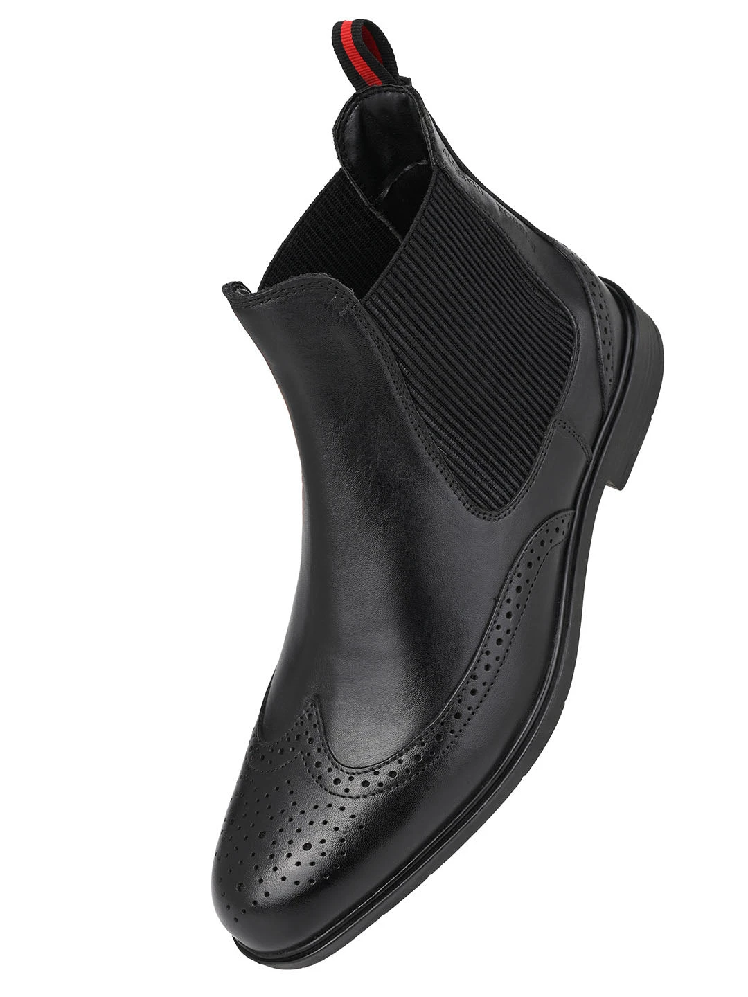 Alberto Torresi Black Leather Brogue Chelsea Boots For Men 8 Alberto Torresi Black Leather Brogue Chelsea Boots For Men - Image 8