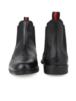 Alberto Torresi Black Leather Brogue Chelsea Boots For Men 13 Alberto Torresi Black Leather Brogue Chelsea Boots For Men -Urban Shoes Store 88657 BLACK 5