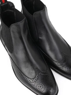 Alberto Torresi Black Leather Brogue Chelsea Boots For Men 12 Alberto Torresi Black Leather Brogue Chelsea Boots For Men -Urban Shoes Store 88657 BLACK 7
