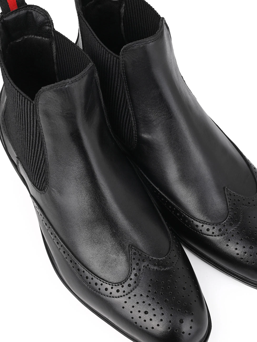 Alberto Torresi Black Leather Brogue Chelsea Boots For Men 5 Alberto Torresi Black Leather Brogue Chelsea Boots For Men - Image 5