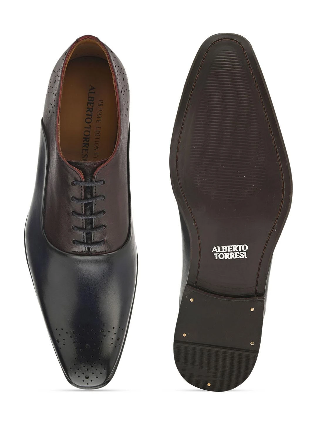 Alberto Torresi Genuine Leather Blue Bordo Office/ Dress Formal Lace Ups Shoes 6 Alberto Torresi Genuine Leather Blue Bordo Office/ Dress Formal Lace Ups Shoes - Image 6