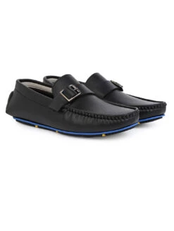 Alberto Torresi Trendy Silicon Muti Coloured Anti Slip Sole Black Monk Loafer -Urban Shoes Store 88716 BLACK N 2