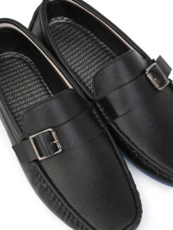 Alberto Torresi Trendy Silicon Muti Coloured Anti Slip Sole Black Monk Loafer -Urban Shoes Store 88716 BLACK N 7