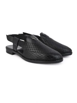 Alberto Torresi Genuine Black Leather Textured Peshawari Sandal With Padded Insole 11 Alberto Torresi Genuine Black Leather Textured Peshawari Sandal With Padded Insole -Urban Shoes Store 88770BLACK 2