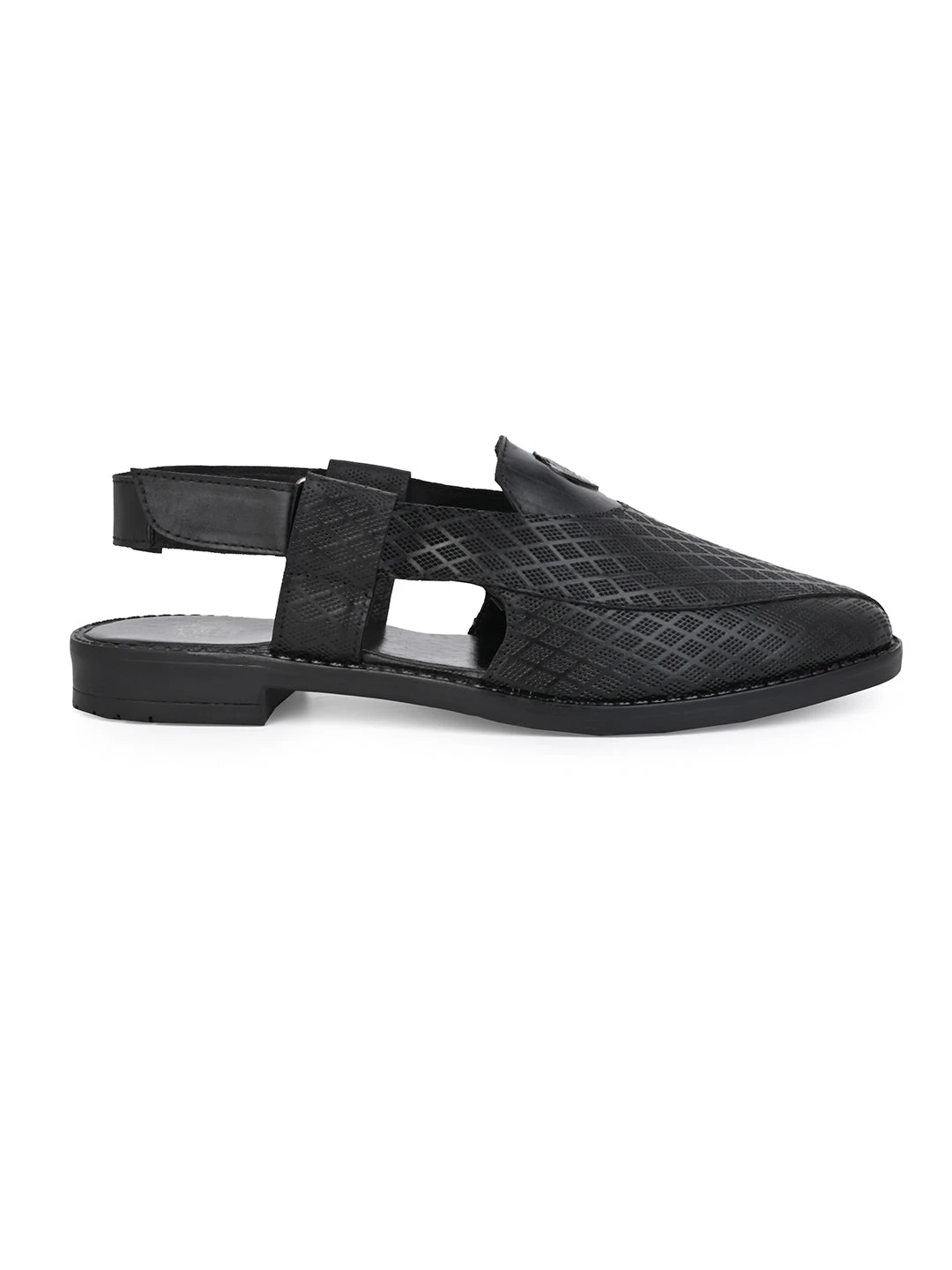 Alberto Torresi Genuine Black Leather Textured Peshawari Sandal With Padded Insole 3 Alberto Torresi Genuine Black Leather Textured Peshawari Sandal With Padded Insole - Image 3