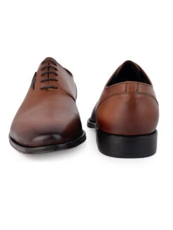 Tan Leather Lace Up Shoes For Men With Sneaker Footpad -Urban Shoes Store DSC 1255