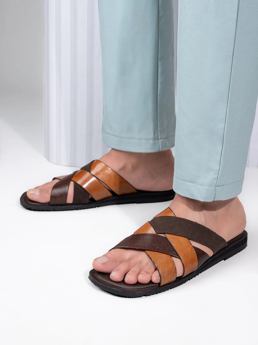 Alberto Torresi 271 Trendy Non Stitched StrapBrown Leather Slippers 1 Alberto Torresi 271 Trendy Non Stitched StrapBrown Leather Slippers