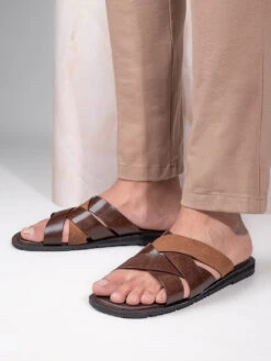 Alberto Torresi 271 Trendy Non Stitched Strap TanLeather Slippers