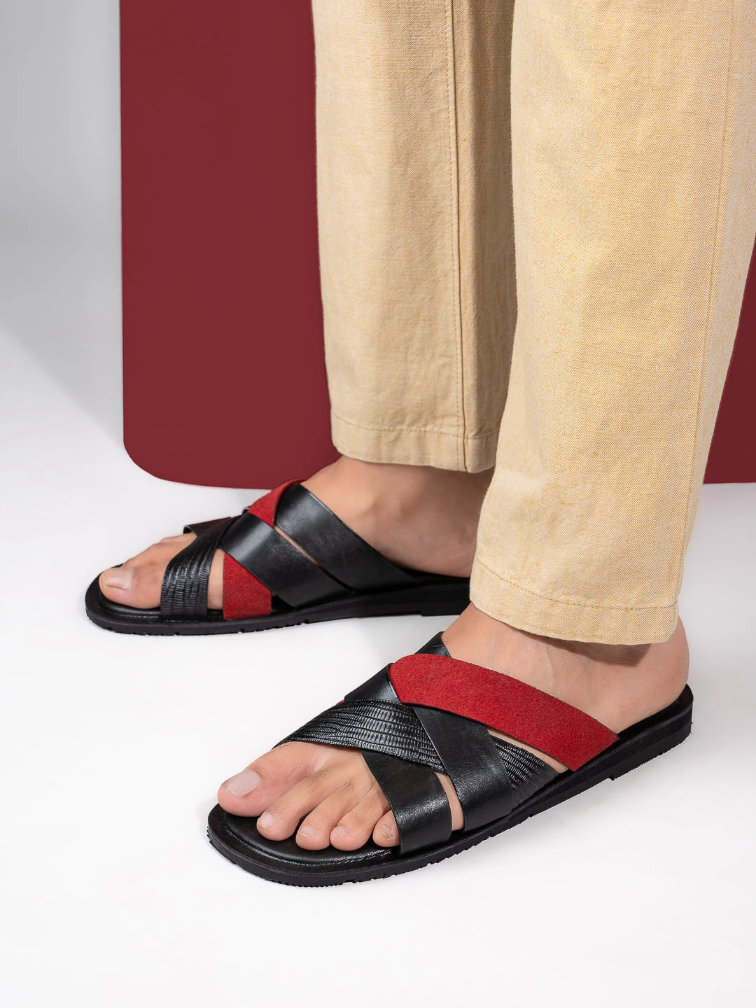 Alberto Torresi 270 Trendy Non Stitched Strap RedLeather Slippers 1 Alberto Torresi 270 Trendy Non Stitched Strap RedLeather Slippers