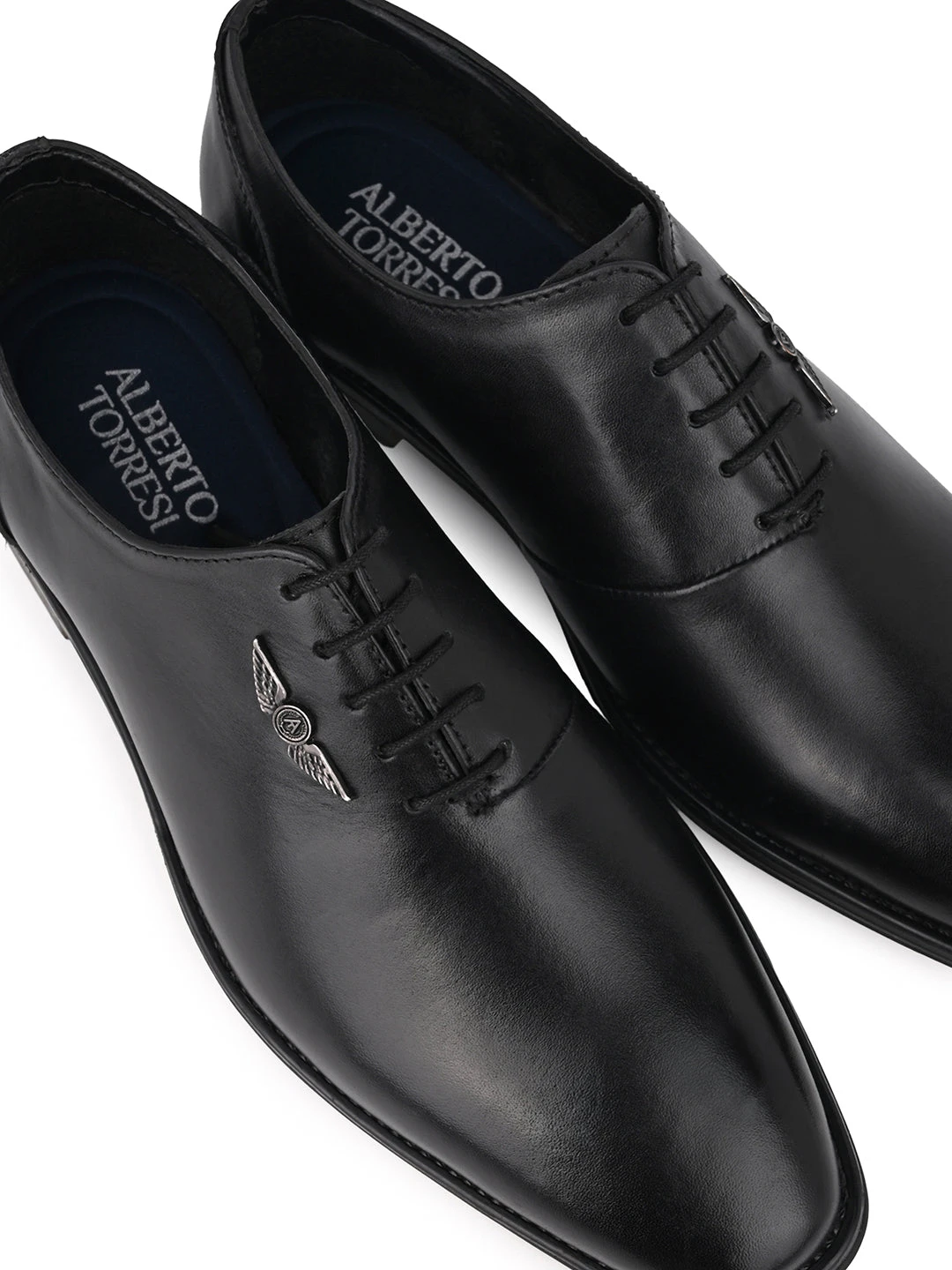 Black Leather Lace Up Shoes For Men With Sneaker Footpad 3 Black Leather Lace Up Shoes For Men With Sneaker Footpad - Image 3