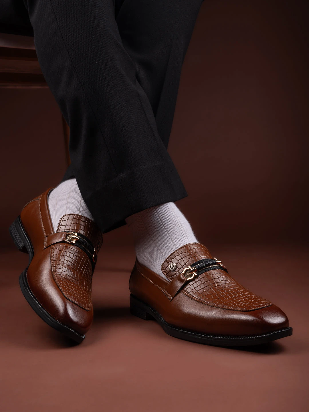 Albertoi Torresi Men's Calabria Tan Buckle Slip-Ons 1 Albertoi Torresi Men's Calabria Tan Buckle Slip-Ons