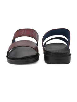 Alberto Torresi PVC Printed Branding Textured Bordo Leather Men Slippers -Urban Shoes Store DSC 3819
