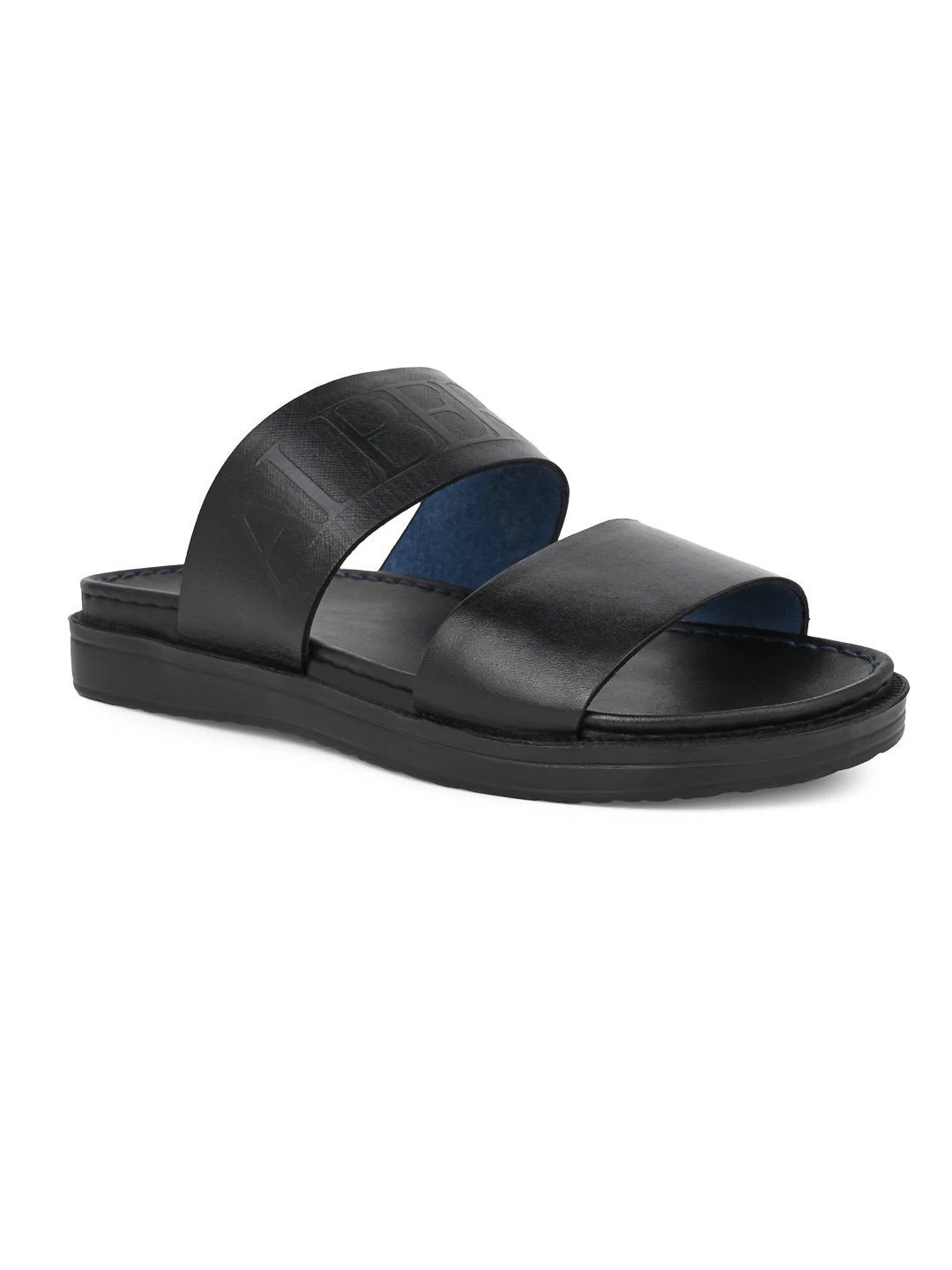Alberto Torresi PVC Printed Branding Textured Black Leather Men Slippers 2 Alberto Torresi PVC Printed Branding Textured Black Leather Men Slippers - Image 2