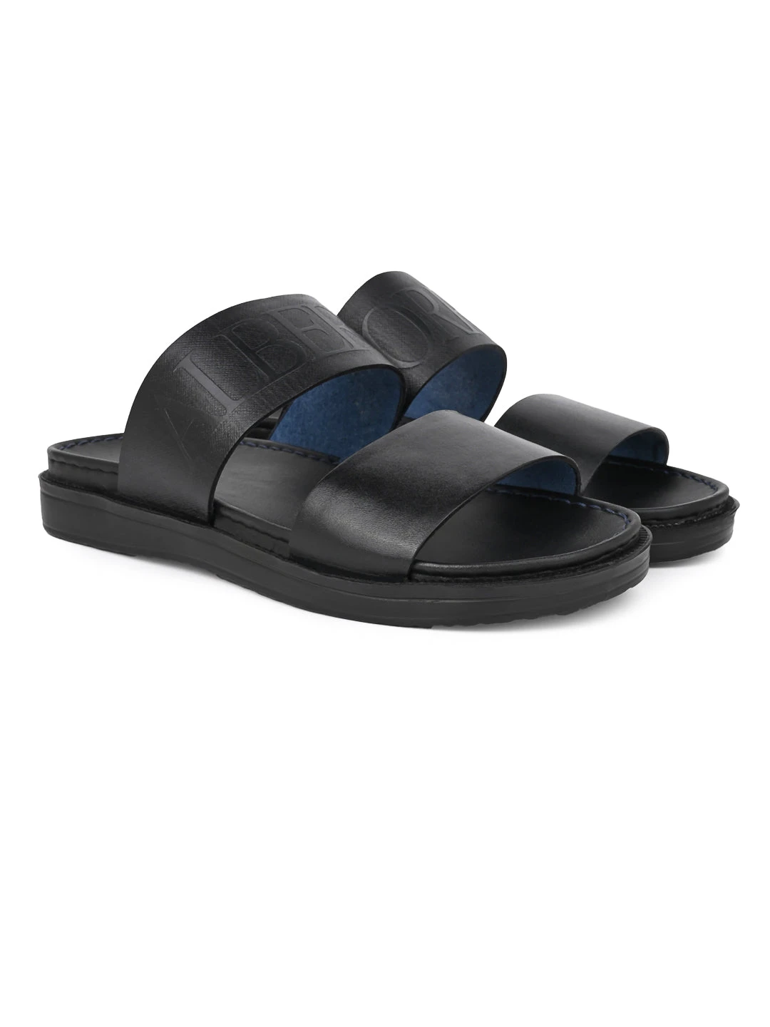 Alberto Torresi PVC Printed Branding Textured Black Leather Men Slippers 4 Alberto Torresi PVC Printed Branding Textured Black Leather Men Slippers - Image 4