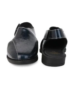 Alberto Torresi Blue Patent Crinkle Peshawari Sandal With Padded Insole -Urban Shoes Store DSC 6240 2