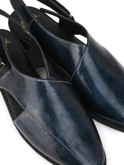 Alberto Torresi Blue Patent Crinkle Peshawari Sandal With Padded Insole -Urban Shoes Store DSC 6241 2