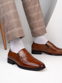 Alberto Torresi Genuine Leather Tan Slipon Formal Shoes