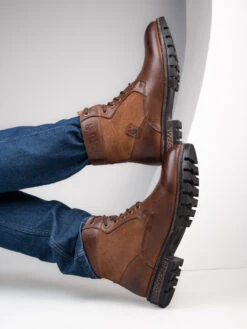 Alberto Torresi Headon Series Devl550 Suede Distress & Pure Grain Brown Leather Ankle Boots