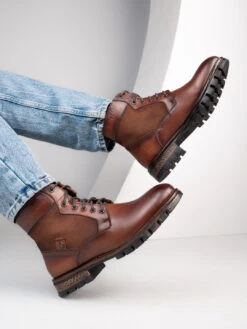 Alberto Torresi Headon Series Devl550 Suede Distress & Pure Grain TanLeather Ankle Boots