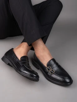 Alberto Torresi Palermo Black Men's Double Monk Strap Shoes
