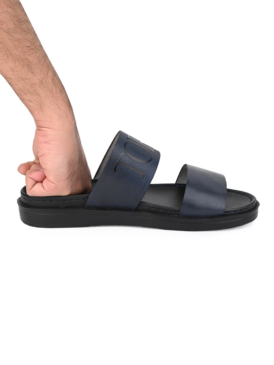 Alberto Torresi PVC Printed Branding Textured Blue Leather Men Slippers 8 Alberto Torresi PVC Printed Branding Textured Blue Leather Men Slippers - Image 8