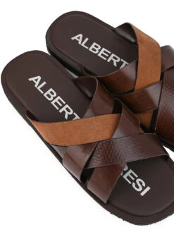 Alberto Torresi 271 Trendy Non Stitched Strap TanLeather Slippers -Urban Shoes Store DSC 8418