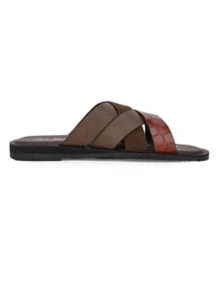 Alberto Torresi 272 Trendy Non Stitched StrapBrown Leather Slippers -Urban Shoes Store DSC 8423 2