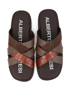 Alberto Torresi 272 Trendy Non Stitched StrapBrown Leather Slippers -Urban Shoes Store DSC 8430 2