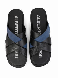 Alberto Torresi 270 Trendy Non Stitched StrapBlue Leather Slippers -Urban Shoes Store DSC 8431 2