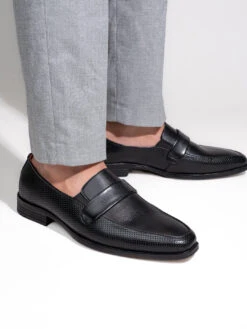 Alberto Torresi Fox Leather Black Slip On Formal Shoes